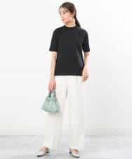 FKKGS11085 MK MICHEL KLEIN(MK ミッシェルクラン) モックネックTシャツ/洗える グリーン