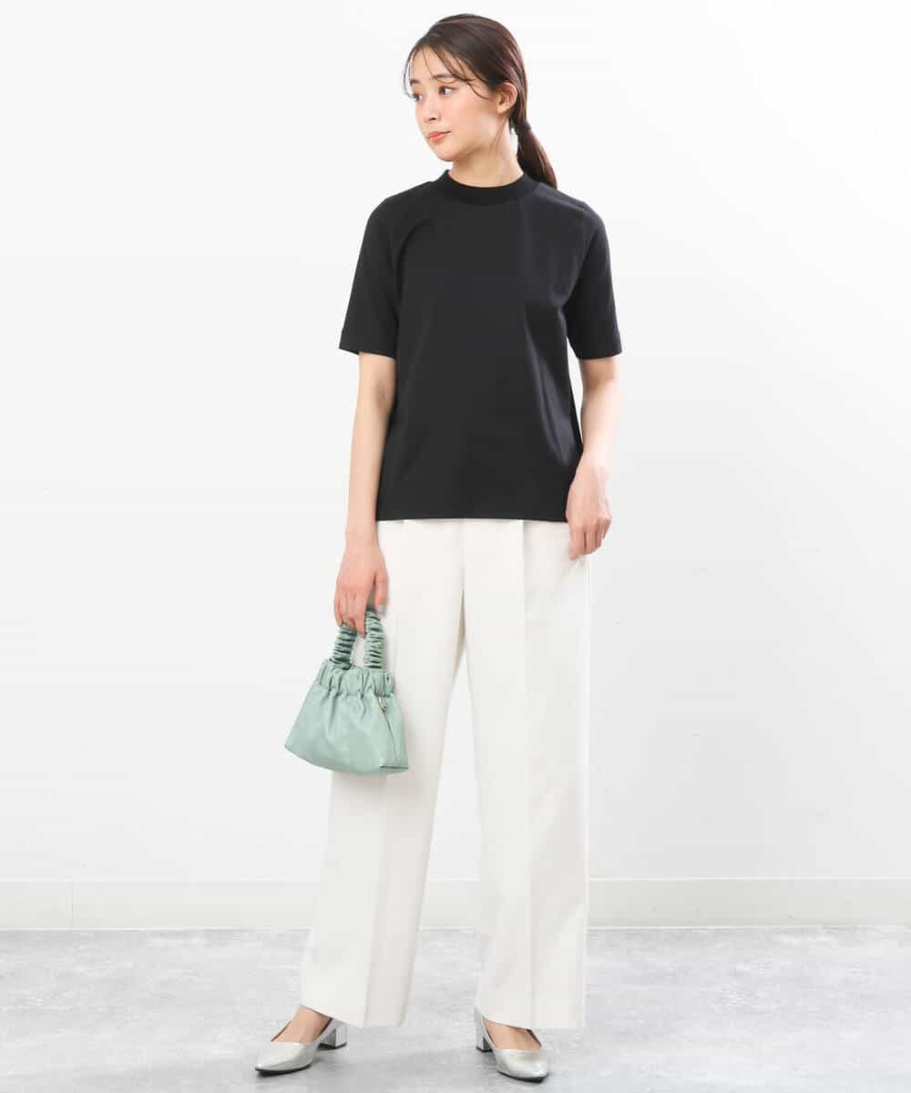 FKKGS11085 MK MICHEL KLEIN(MK ミッシェルクラン) モックネックTシャツ/洗える グリーン