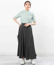 FKKGS11085 MK MICHEL KLEIN(MK ミッシェルクラン) モックネックTシャツ/洗える グリーン