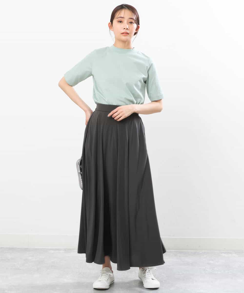 FKKGS11085 MK MICHEL KLEIN(MK ミッシェルクラン) モックネックTシャツ/洗える グリーン