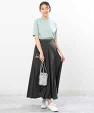 FKKGS11085 MK MICHEL KLEIN(MK ミッシェルクラン) モックネックTシャツ/洗える グリーン
