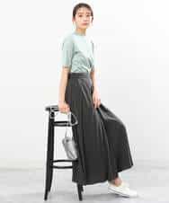 FKKGS11085 MK MICHEL KLEIN(MK ミッシェルクラン) モックネックTシャツ/洗える グリーン