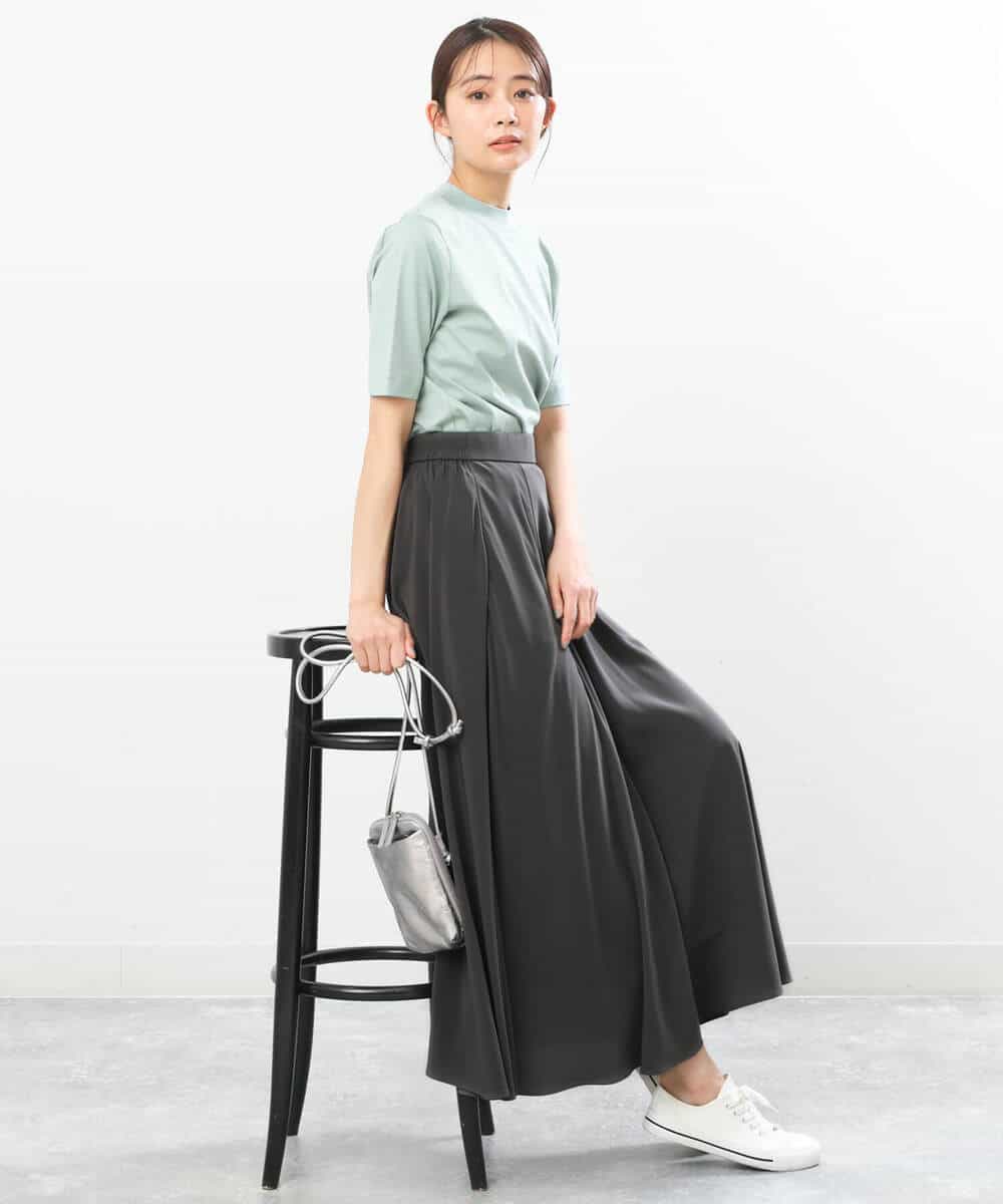 FKKGS11085 MK MICHEL KLEIN(MK ミッシェルクラン) モックネックTシャツ/洗える グリーン
