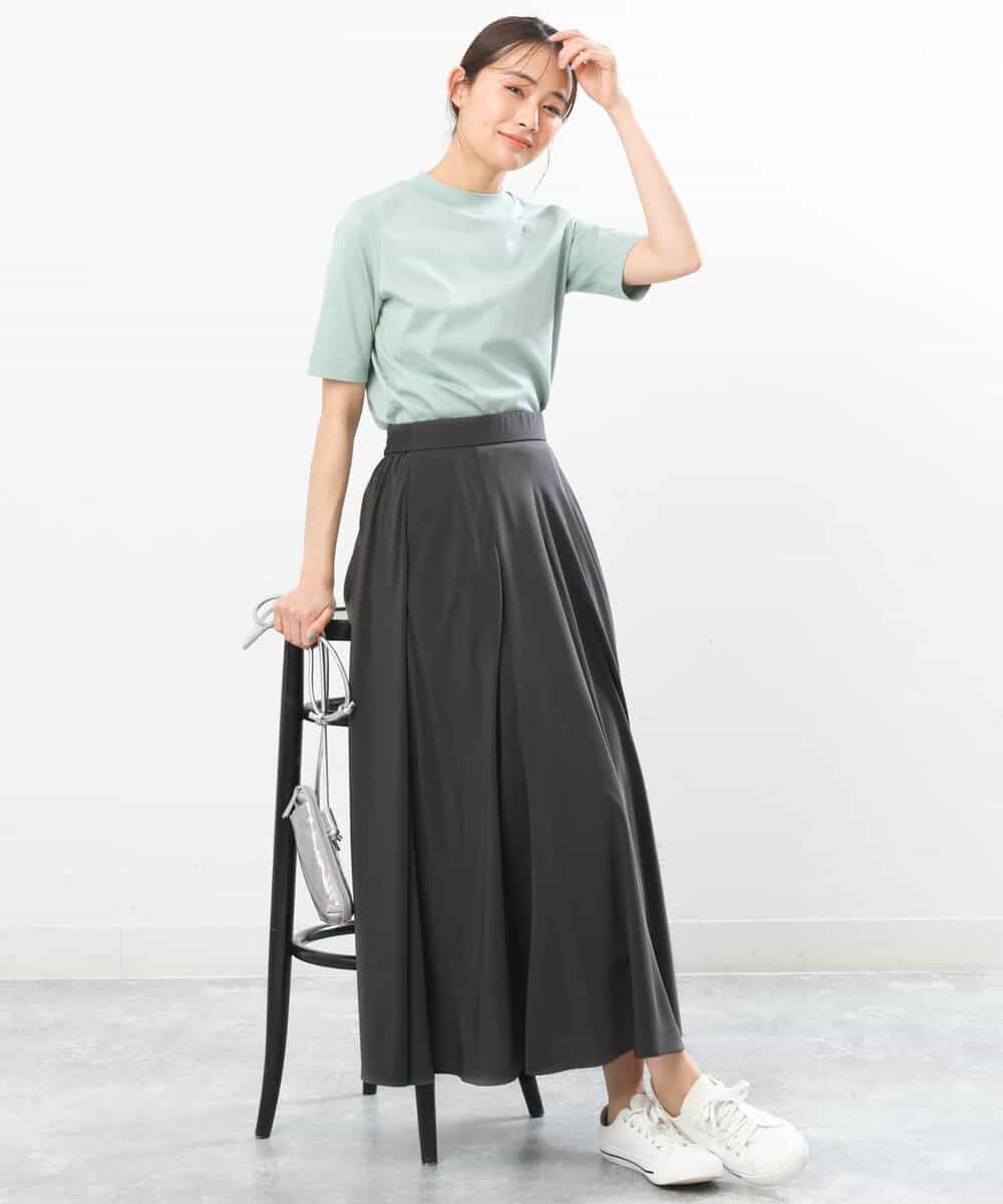 FKKGS11085 MK MICHEL KLEIN(MK ミッシェルクラン) モックネックTシャツ/洗える グリーン