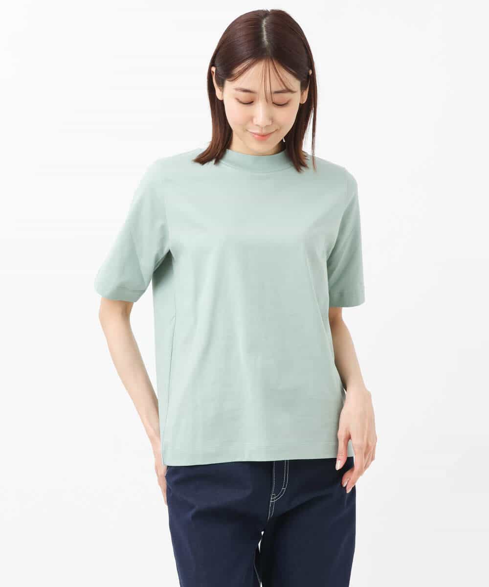 FKKGS11085 MK MICHEL KLEIN(MK ミッシェルクラン) モックネックTシャツ/洗える グリーン