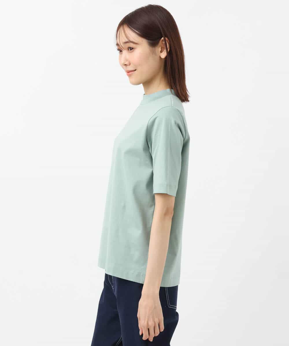 FKKGS11085 MK MICHEL KLEIN(MK ミッシェルクラン) モックネックTシャツ/洗える グリーン