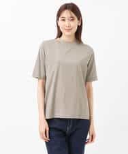 FKKGS11085 MK MICHEL KLEIN(MK ミッシェルクラン) モックネックTシャツ/洗える グリーン