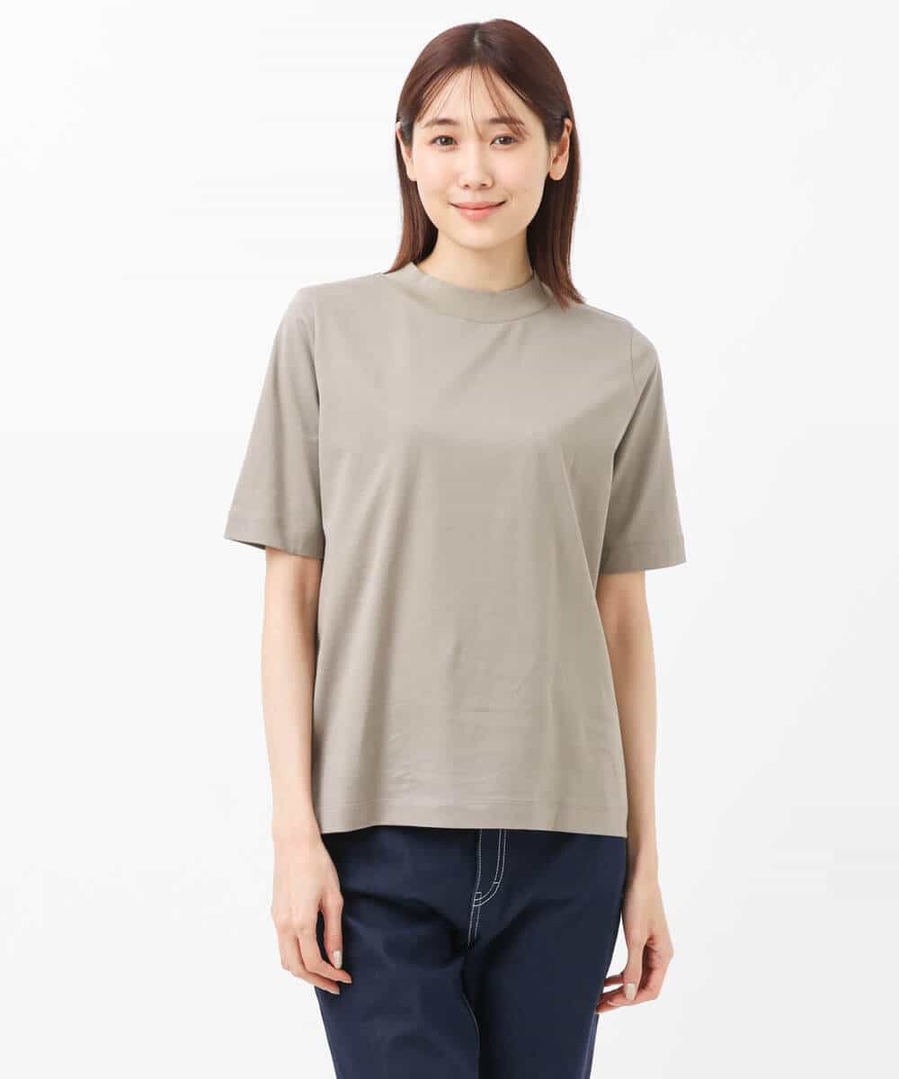 FKKGS11085 MK MICHEL KLEIN(MK ミッシェルクラン) モックネックTシャツ/洗える グリーン
