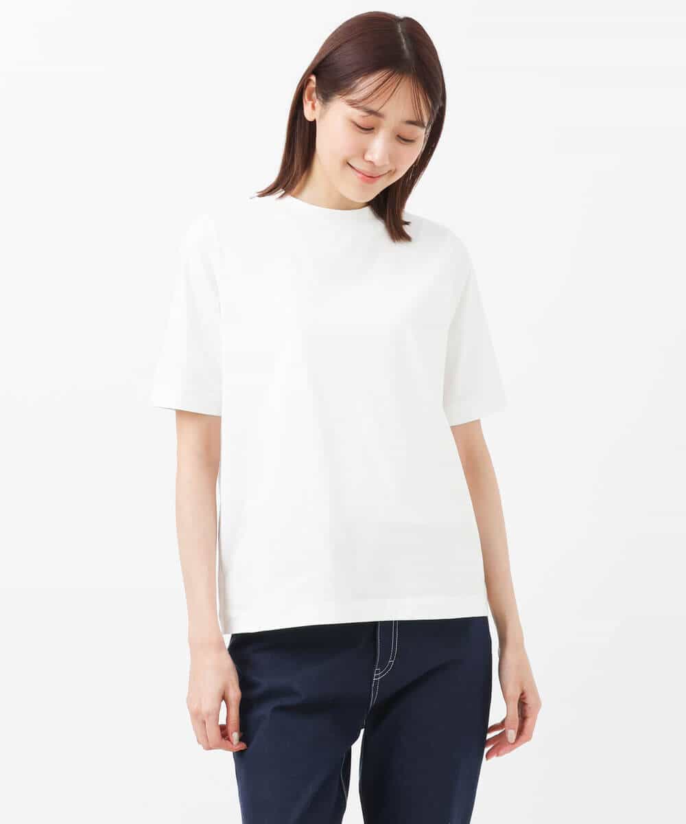 FKKGS11085 MK MICHEL KLEIN(MK ミッシェルクラン) モックネックTシャツ/洗える グリーン