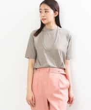 FKKGS11085 MK MICHEL KLEIN(MK ミッシェルクラン) モックネックTシャツ/洗える モカ