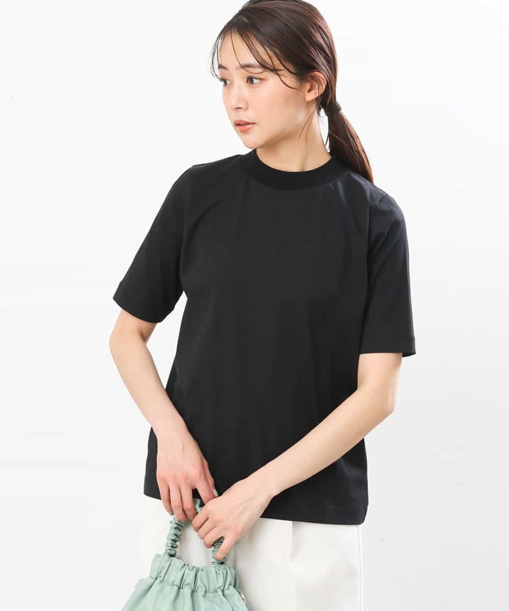 FKKGS11085 MK MICHEL KLEIN(MK ミッシェルクラン) モックネックTシャツ/洗える ブラック