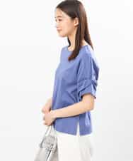 FKKGS12090 MK MICHEL KLEIN(MK ミッシェルクラン) ツイストスリーブカットソー/洗える ブルー