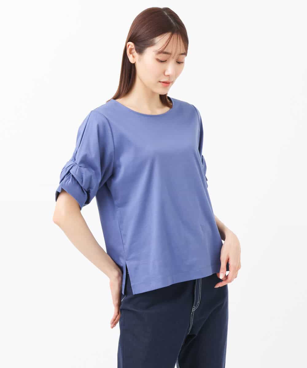 FKKGS12090 MK MICHEL KLEIN(MK ミッシェルクラン) ツイストスリーブカットソー/洗える ブルー