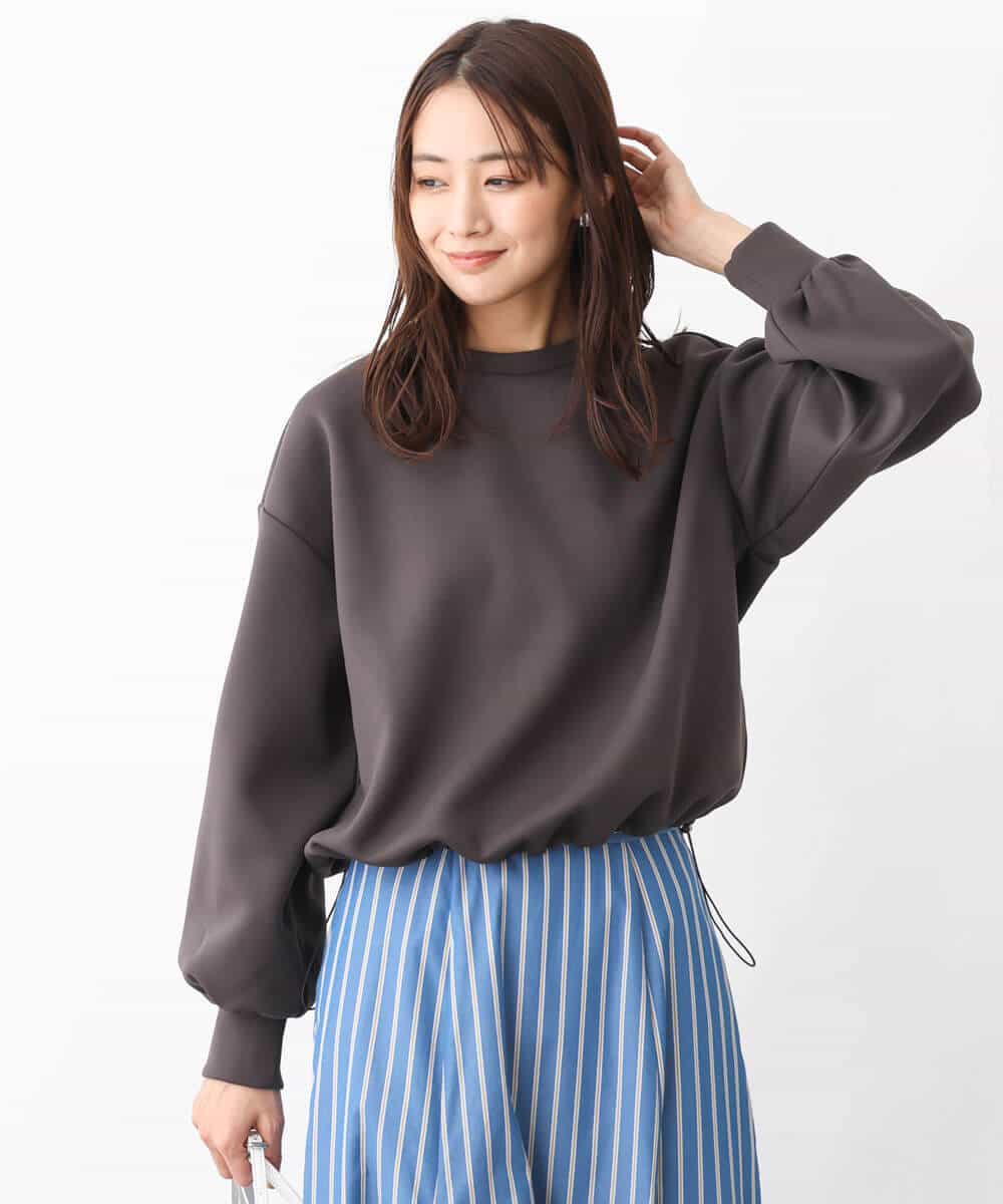 FKKGV31120 MK MICHEL KLEIN(MK ミッシェルクラン) ドロストヘムダンボールカットソー/洗える ベージュ