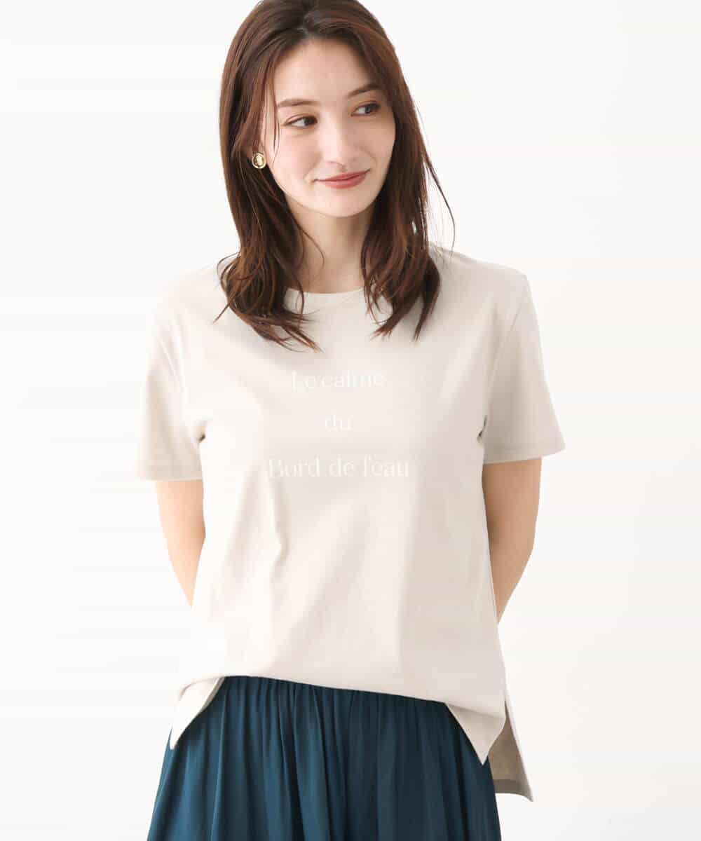 FKKGV40075 MK MICHEL KLEIN(MK ミッシェルクラン) ベーシックロゴTシャツ/洗える ベージュ