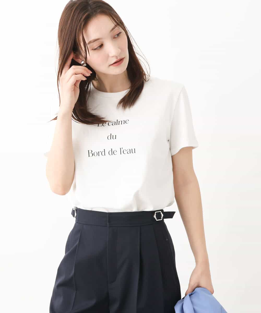 FKKGV40075 MK MICHEL KLEIN(MK ミッシェルクラン) ベーシックロゴTシャツ/洗える ホワイト