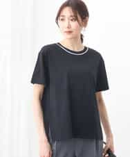 FKKGV50090 MK MICHEL KLEIN(MK ミッシェルクラン) 配色ネックデザインTシャツ/接触冷感/洗える ホワイト