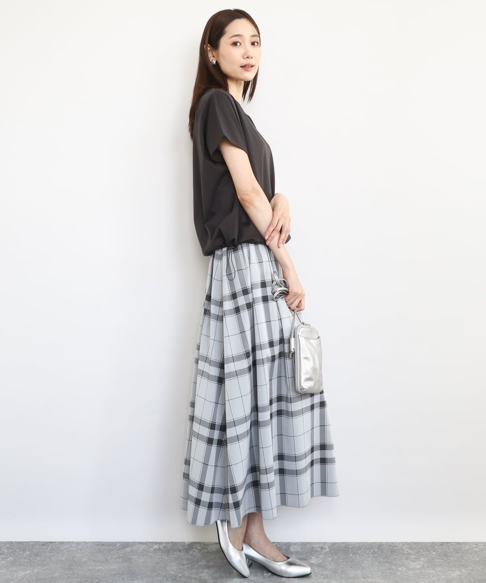 FKKHA60090 MK MICHEL KLEIN(MK ミッシェルクラン) 裾ドロストデザインカットソー/接触冷感/洗える グレージュ