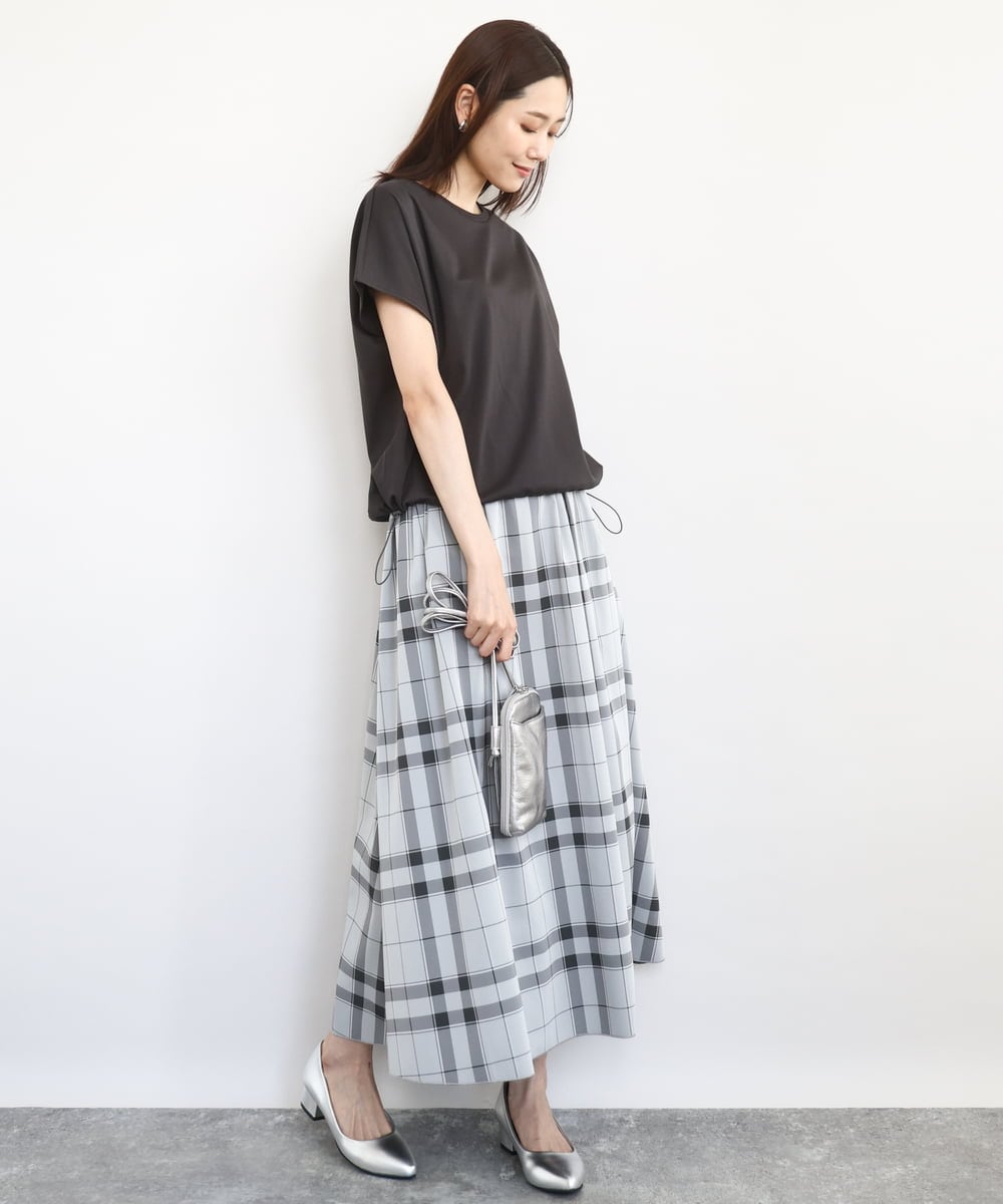FKKHA60090 MK MICHEL KLEIN(MK ミッシェルクラン) 裾ドロストデザインカットソー/接触冷感/洗える グレージュ