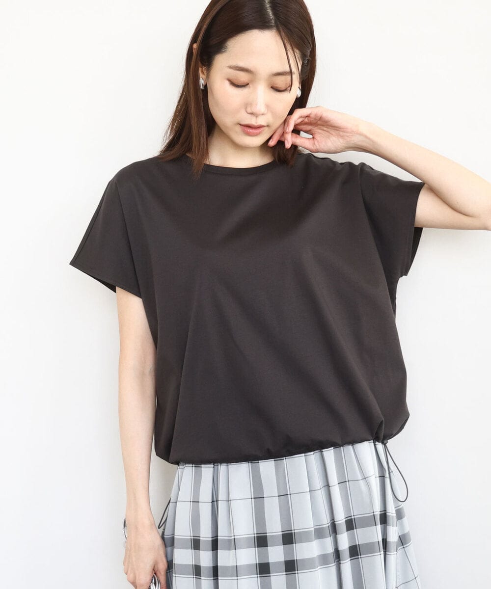 FKKHA60090 MK MICHEL KLEIN(MK ミッシェルクラン) 裾ドロストデザインカットソー/接触冷感/洗える グレージュ