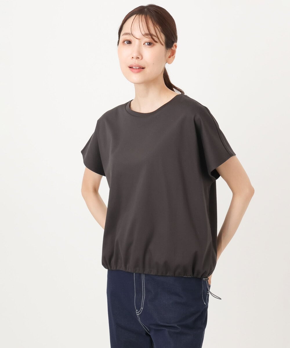 FKKHA60090 MK MICHEL KLEIN(MK ミッシェルクラン) 裾ドロストデザインカットソー/接触冷感/洗える グレージュ