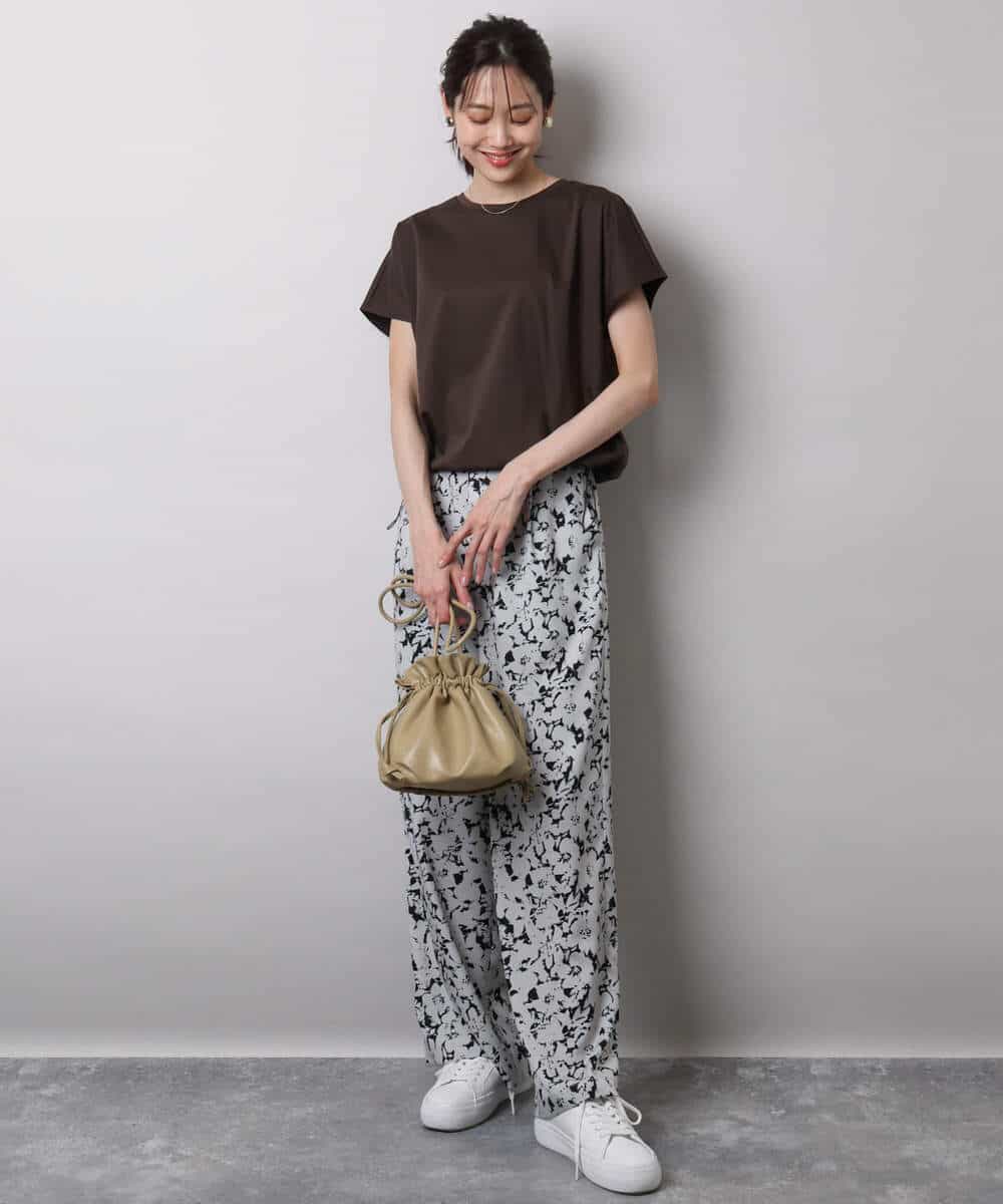 FKKHA60090 MK MICHEL KLEIN(MK ミッシェルクラン) コットン天竺ストライプカットソー グレージュ