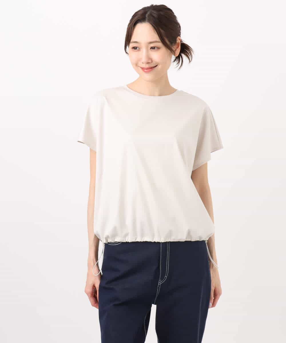 FKKHA60090 MK MICHEL KLEIN(MK ミッシェルクラン) コットン天竺ストライプカットソー グレージュ