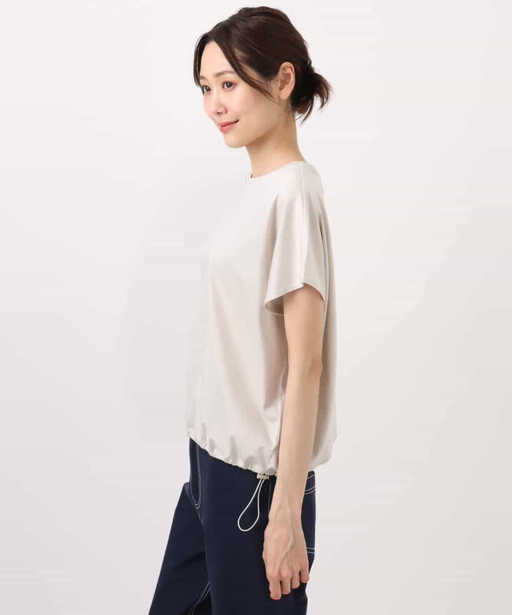 FKKHA60090 MK MICHEL KLEIN(MK ミッシェルクラン) コットン天竺ストライプカットソー グレージュ