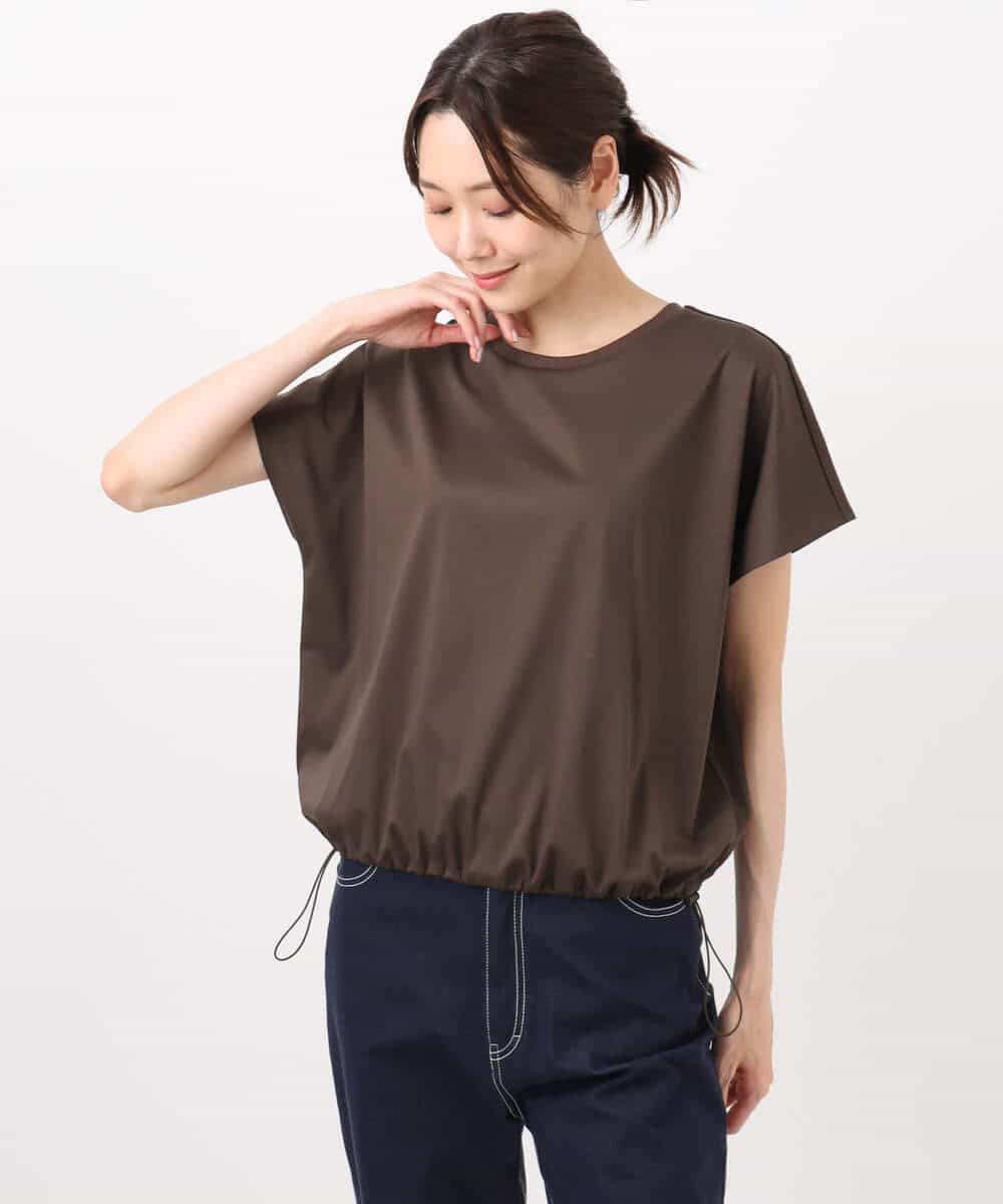 FKKHA60090 MK MICHEL KLEIN(MK ミッシェルクラン) コットン天竺ストライプカットソー グレージュ