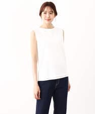 FKKHA74090 MK MICHEL KLEIN(MK ミッシェルクラン) シルケットフライス ノースリーブカットソー/接触冷感/洗える ホワイト