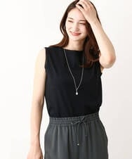FKKHA74090 MK MICHEL KLEIN(MK ミッシェルクラン) シルケットフライス ノースリーブカットソー/接触冷感/洗える ブラック