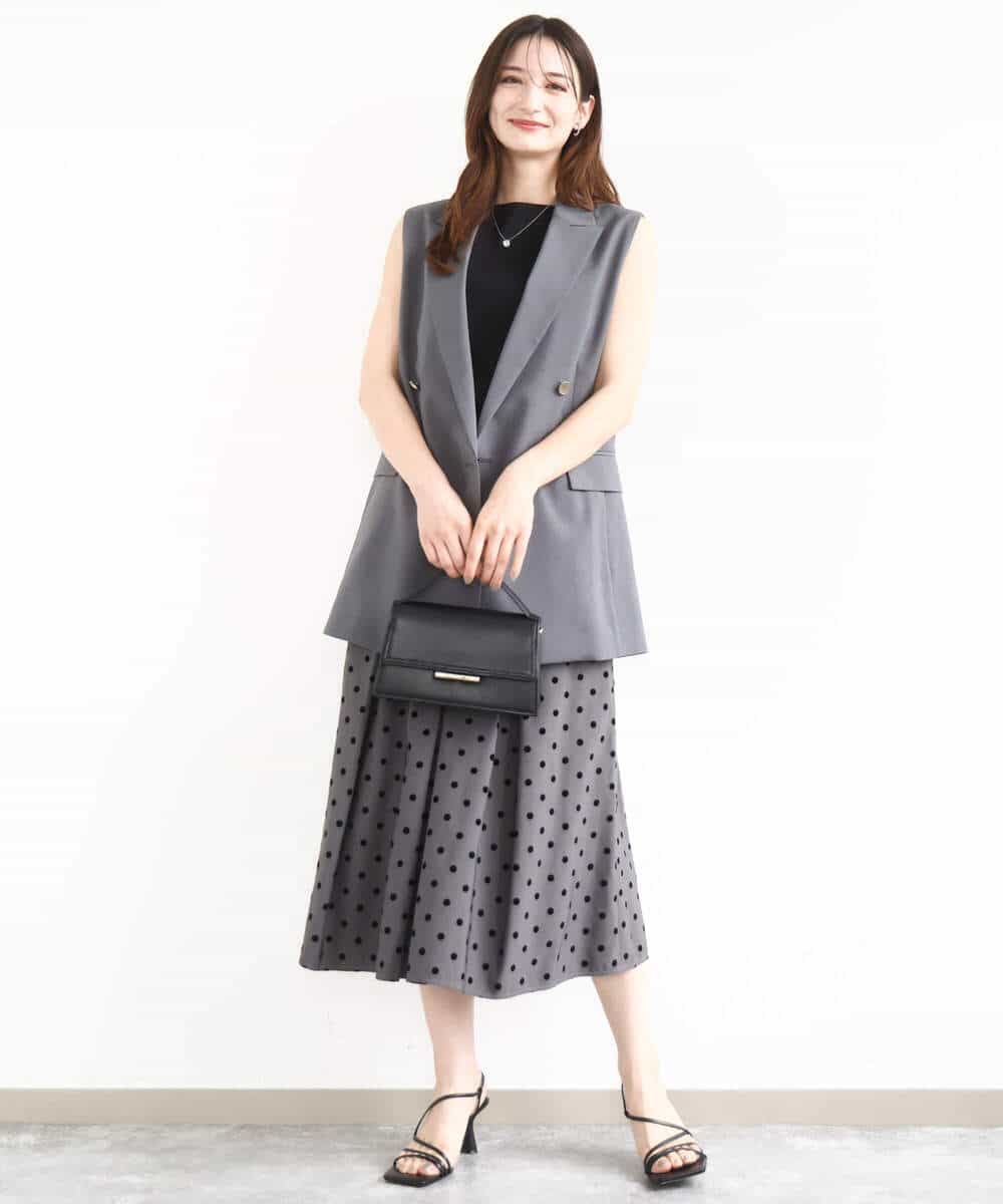 FKKHA74090 MK MICHEL KLEIN(MK ミッシェルクラン) シルケットフライス ノースリーブカットソー/接触冷感/洗える ホワイト