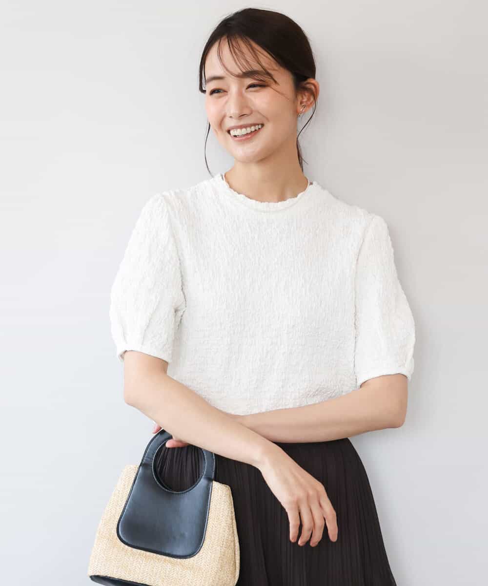 FKKHD61100 MK MICHEL KLEIN(MK ミッシェルクラン) [UVカット/洗える]タックスリーブ ジャガードカットソー ホワイト