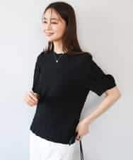 FKKHD61100 MK MICHEL KLEIN(MK ミッシェルクラン) [UVカット/洗える]タックスリーブ ジャガードカットソー ブラック