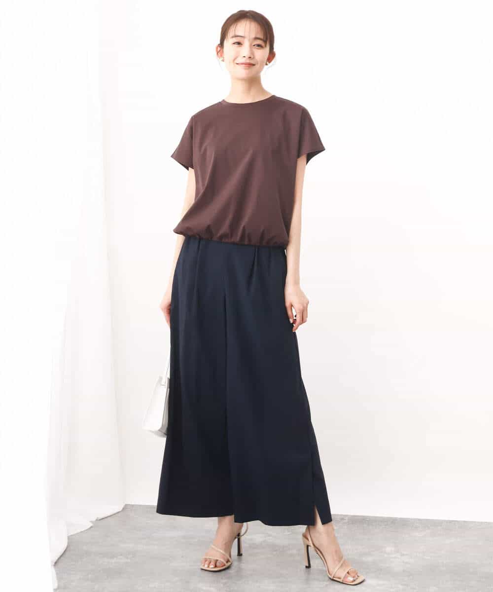 FKKHV60090 MK MICHEL KLEIN(MK ミッシェルクラン) 裾ドロストデザインカットソー/接触冷感/洗える ベージュ