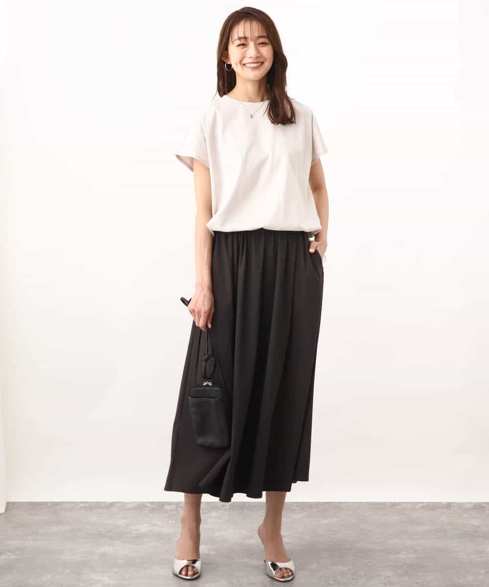 FKKHV60090 MK MICHEL KLEIN(MK ミッシェルクラン) 裾ドロストデザインカットソー/接触冷感/洗える ベージュ
