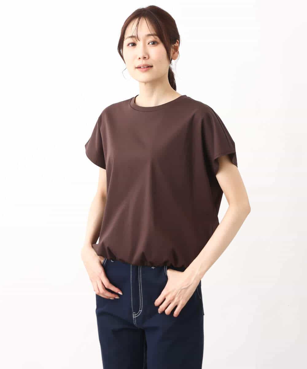 FKKHV60090 MK MICHEL KLEIN(MK ミッシェルクラン) 裾ドロストデザインカットソー/接触冷感/洗える ベージュ