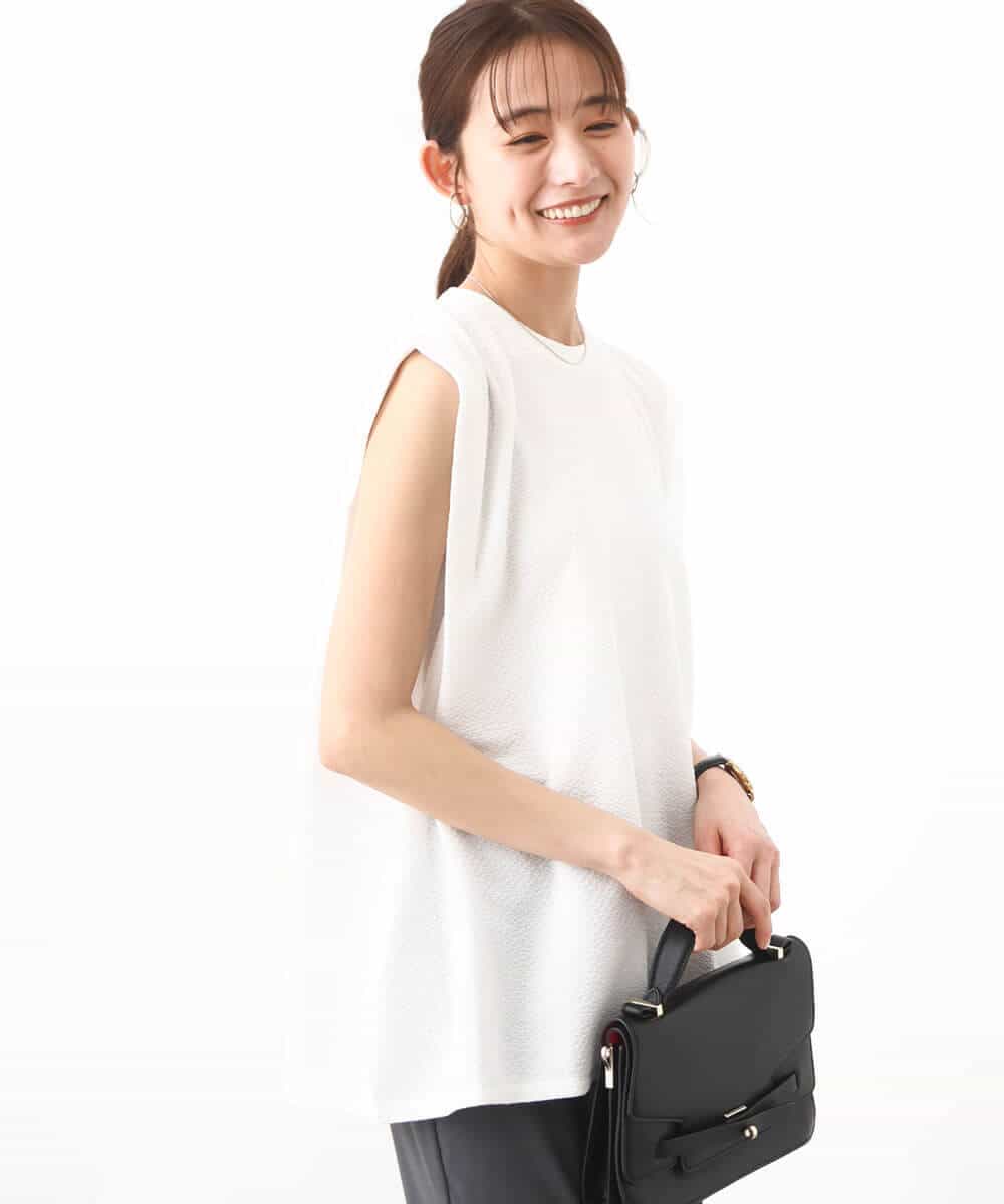 FKKHV65110 MK MICHEL KLEIN(MK ミッシェルクラン) ふくれカットジャガード テントラインシルエットカットソー/洗える グレー