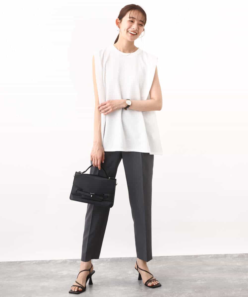 FKKHV65110 MK MICHEL KLEIN(MK ミッシェルクラン) ふくれカットジャガード テントラインシルエットカットソー/洗える グレー