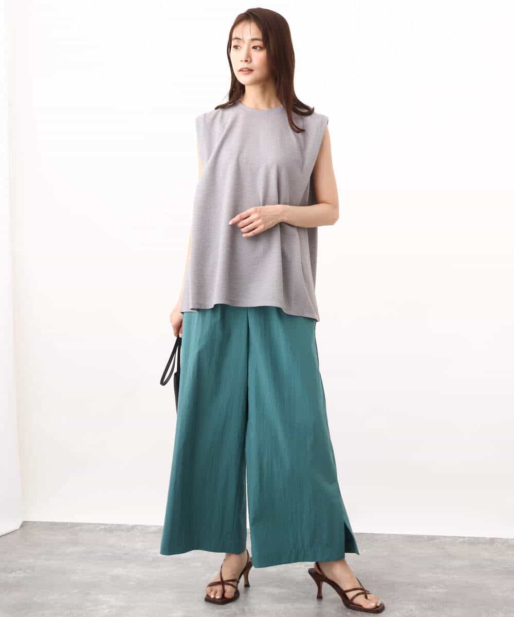 FKKHV65110 MK MICHEL KLEIN(MK ミッシェルクラン) ふくれカットジャガード テントラインシルエットカットソー/洗える グレー