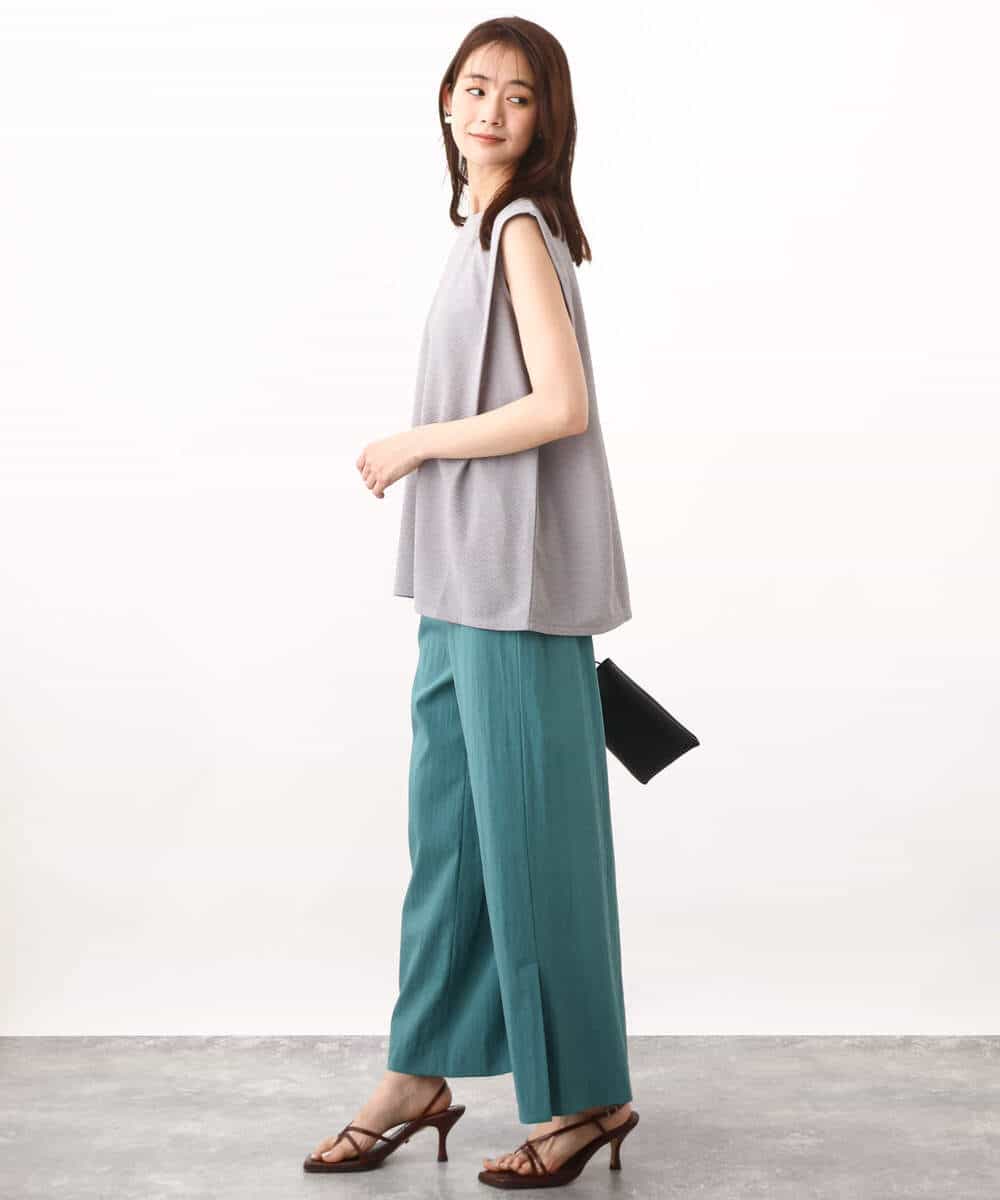FKKHV65110 MK MICHEL KLEIN(MK ミッシェルクラン) ふくれカットジャガード テントラインシルエットカットソー/洗える グレー