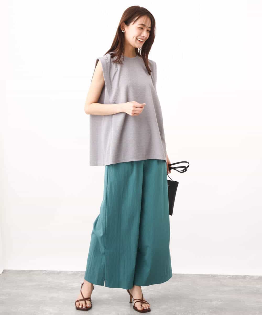 FKKHV65110 MK MICHEL KLEIN(MK ミッシェルクラン) ふくれカットジャガード テントラインシルエットカットソー/洗える グレー