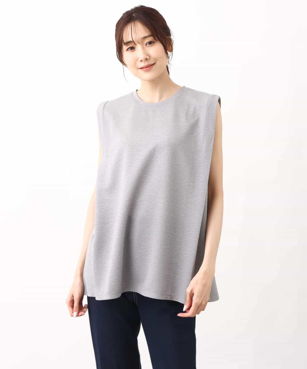 FKKHV65110 MK MICHEL KLEIN(MK ミッシェルクラン) ふくれカットジャガード テントラインシルエットカットソー/洗える グレー