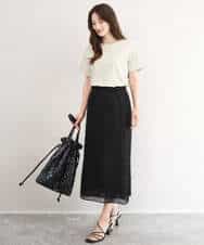 FKKID71130 MK MICHEL KLEIN(MK ミッシェルクラン) [UVカット/接触冷感/洗える]ギャザータックスリーブカットソー ブラック