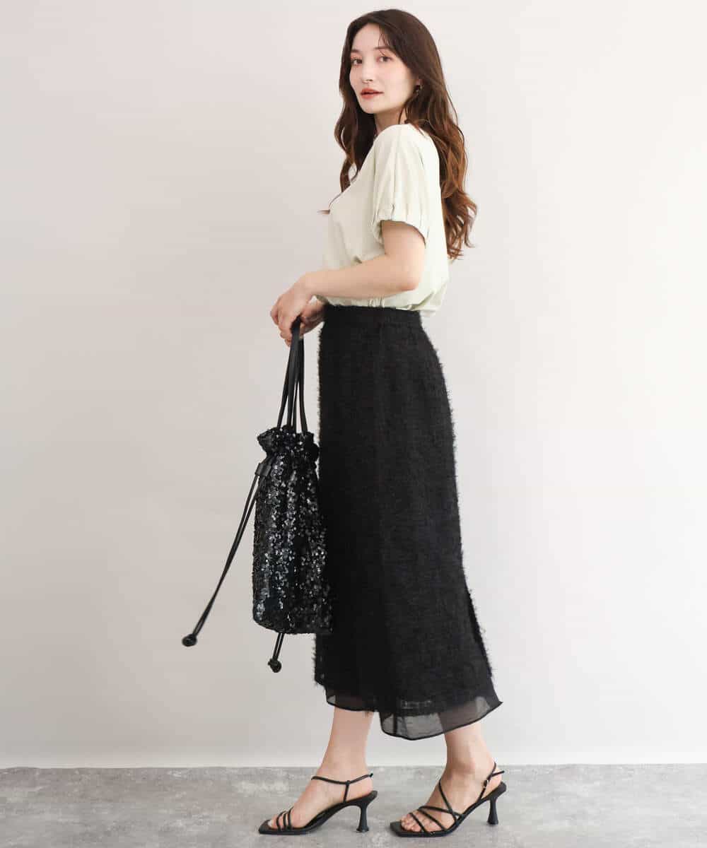 FKKID71130 MK MICHEL KLEIN(MK ミッシェルクラン) [UVカット/接触冷感/洗える]ギャザータックスリーブカットソー ブラック