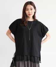 FKKID71130 MK MICHEL KLEIN(MK ミッシェルクラン) [UVカット/接触冷感/洗える]ギャザータックスリーブカットソー ブラック