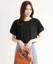FKKID71130 MK MICHEL KLEIN(MK ミッシェルクラン) [UVカット/接触冷感/洗える]ギャザータックスリーブカットソー ブラック