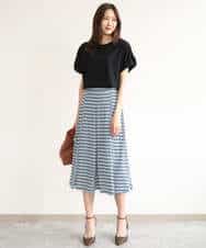 FKKID71130 MK MICHEL KLEIN(MK ミッシェルクラン) [UVカット/接触冷感/洗える]ギャザータックスリーブカットソー ブラック