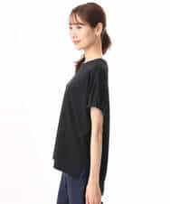 FKKID71130 MK MICHEL KLEIN(MK ミッシェルクラン) [UVカット/接触冷感/洗える]ギャザータックスリーブカットソー ブラック