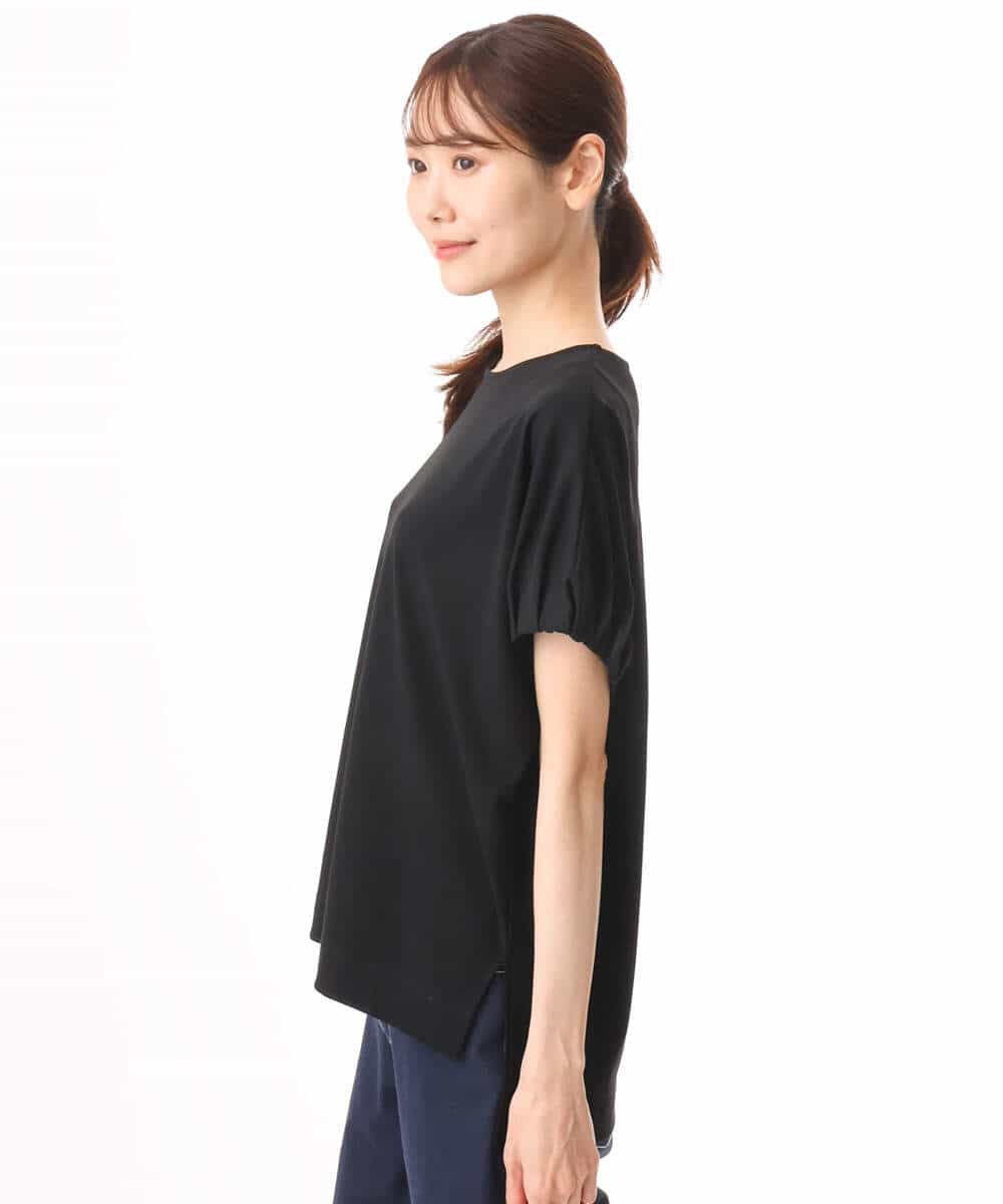 FKKID71130 MK MICHEL KLEIN(MK ミッシェルクラン) [UVカット/接触冷感/洗える]ギャザータックスリーブカットソー ブラック